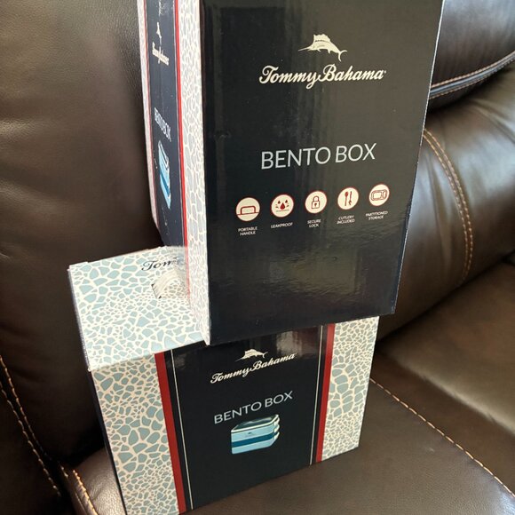 Two New,Tommy Bahama Bento Box/Lunch Boxes w/Handle, 3...